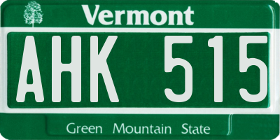 VT license plate AHK515