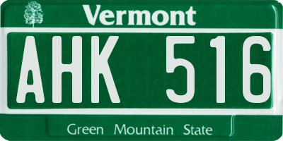 VT license plate AHK516