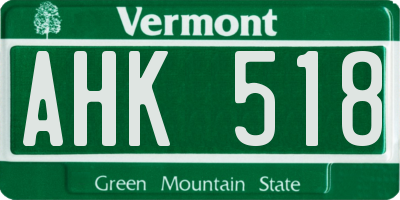 VT license plate AHK518
