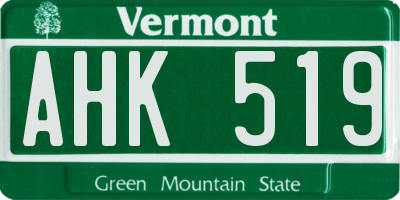 VT license plate AHK519