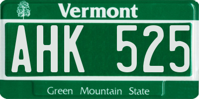 VT license plate AHK525