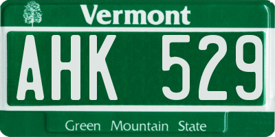 VT license plate AHK529