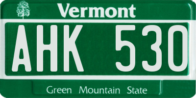 VT license plate AHK530