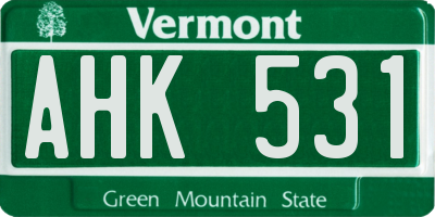 VT license plate AHK531