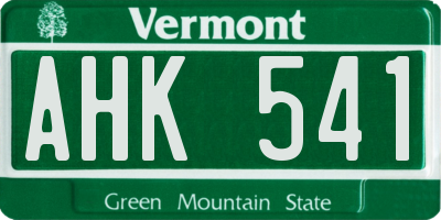 VT license plate AHK541
