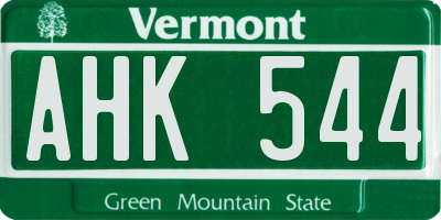 VT license plate AHK544
