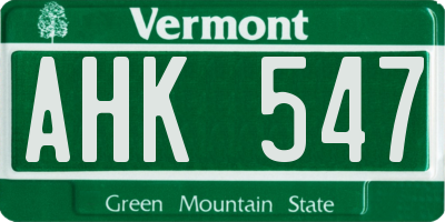 VT license plate AHK547