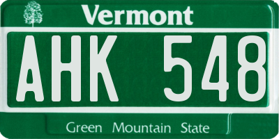 VT license plate AHK548