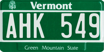 VT license plate AHK549