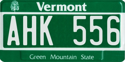 VT license plate AHK556