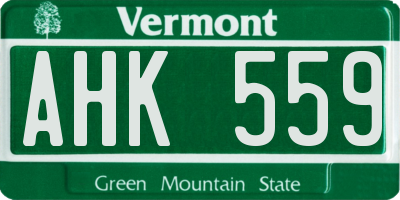 VT license plate AHK559
