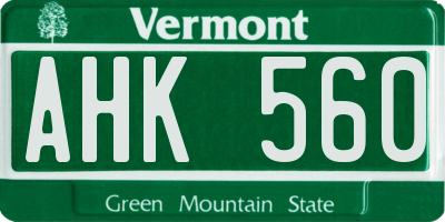 VT license plate AHK560
