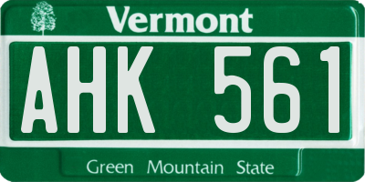 VT license plate AHK561