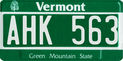 VT license plate AHK563