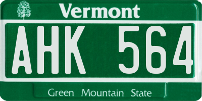 VT license plate AHK564