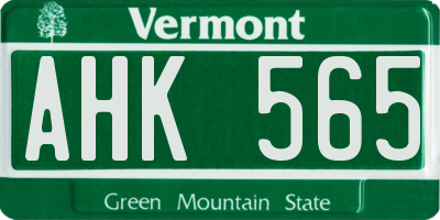 VT license plate AHK565
