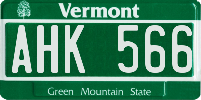 VT license plate AHK566