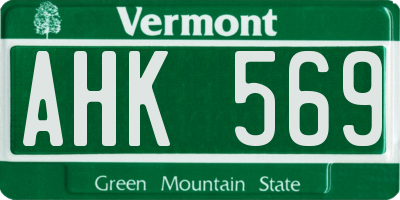 VT license plate AHK569