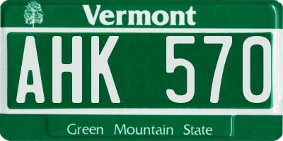 VT license plate AHK570
