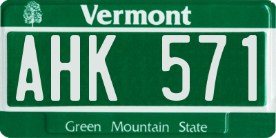 VT license plate AHK571