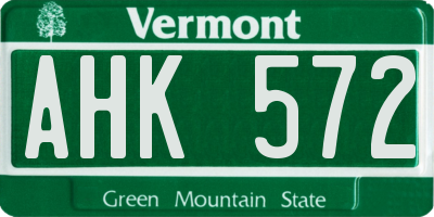 VT license plate AHK572