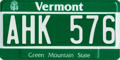 VT license plate AHK576