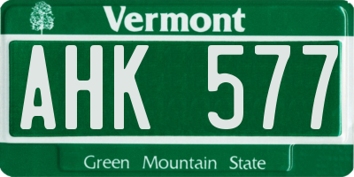 VT license plate AHK577