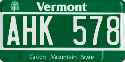 VT license plate AHK578