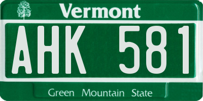 VT license plate AHK581