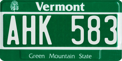VT license plate AHK583