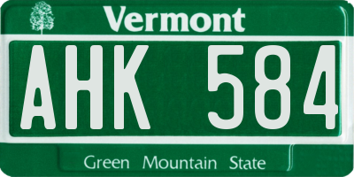 VT license plate AHK584