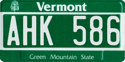 VT license plate AHK586