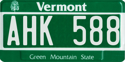VT license plate AHK588