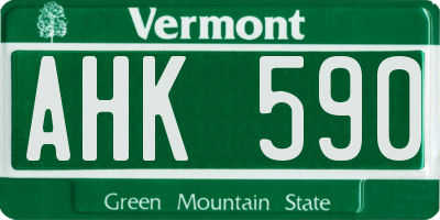 VT license plate AHK590