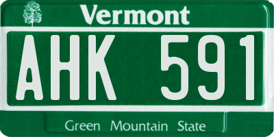 VT license plate AHK591