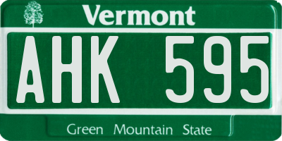 VT license plate AHK595