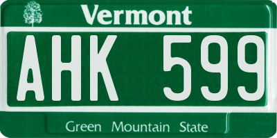 VT license plate AHK599