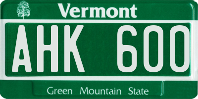 VT license plate AHK600