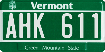VT license plate AHK611