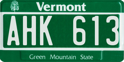 VT license plate AHK613