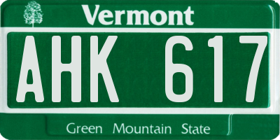 VT license plate AHK617