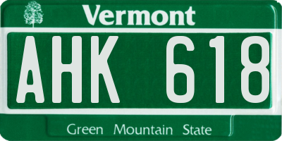 VT license plate AHK618