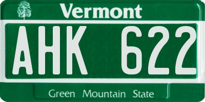 VT license plate AHK622