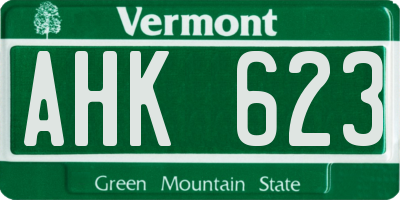 VT license plate AHK623