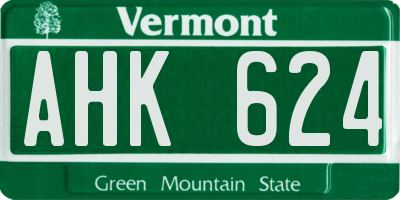 VT license plate AHK624