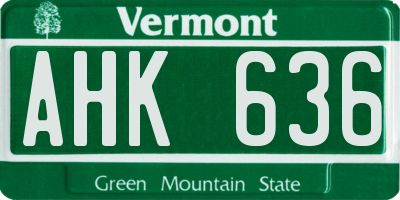VT license plate AHK636