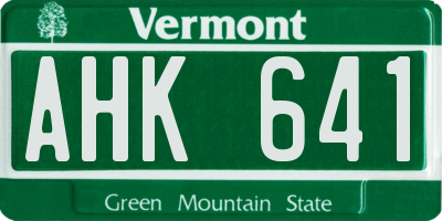 VT license plate AHK641