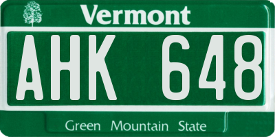 VT license plate AHK648
