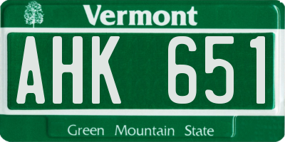 VT license plate AHK651