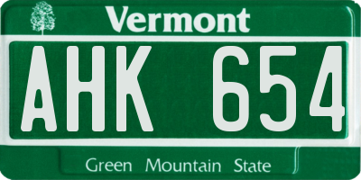 VT license plate AHK654